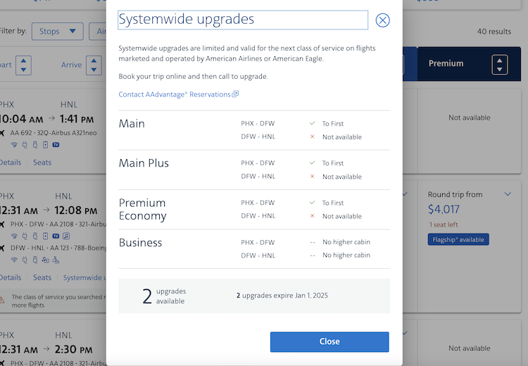 systemwide upgrade availability detail